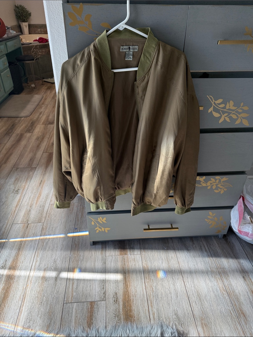 Robert stock Olive/Green Lightweight silk Bomber Jacket